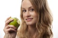 Woman with ripe green apple Royalty Free Stock Photo