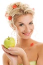 Woman with ripe green apple Royalty Free Stock Photo