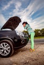 Damage to vehicle problems on the road. Royalty Free Stock Photo
