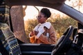 woman in a road trip in camper van finding peace