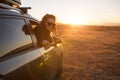 Woman on the road trip Royalty Free Stock Photo