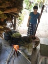 Woman roasting coffee at a coffee plantation in Bali