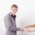 Woman robs man money Royalty Free Stock Photo