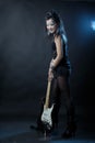 Woman rock with guitar Royalty Free Stock Photo