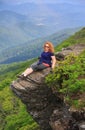 Woman on Rock Ledge Craggy Pinnacle Asheville North Carolina