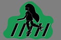 Woman on roller skates, black white green - flat design Royalty Free Stock Photo