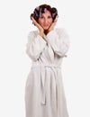 Woman in rollers Royalty Free Stock Photo