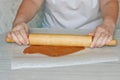 Woman rolling gingerbread dough