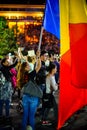 Woman with romanian flag, Bucharest, Romania Royalty Free Stock Photo