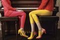 legs woman piano trend key young modern red fashion elegant colourful. Generative AI. Royalty Free Stock Photo