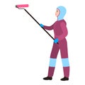 Woman room painter icon, flat style