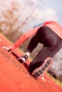 Woman run training outdoors. Royalty Free Stock Photo