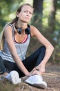 Woman runner hold sports injured ankle Royalty Free Stock Photo