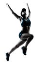 Woman runner jogger jumping