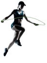 Woman runner jogger jumping rope Royalty Free Stock Photo