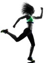 Woman runner jogger running jogging silhouette Royalty Free Stock Photo