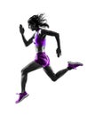 Woman runner running jogger jogging silhouette Royalty Free Stock Photo