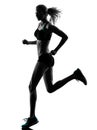 Woman runner running jogger jogging silhouette Royalty Free Stock Photo