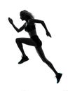 Woman runner running jogger jogging silhouette Royalty Free Stock Photo