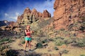 Woman runner training and checking stopwatch smart watch Royalty Free Stock Photo