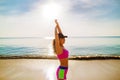 Woman running on the beach, girl doing sport outdoor, fitness and weight loss . Royalty Free Stock Photo