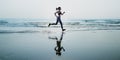 Woman Running Beach Morning Exercise Concept Royalty Free Stock Photo