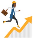 Woman running on growth graph Royalty Free Stock Photo