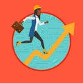 Woman running on growth graph vector illustration Royalty Free Stock Photo
