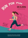Woman running, jogging - colorful illustration. poster design