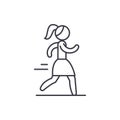 Woman running line icon concept. Woman running vector linear illustration, symbol, sign