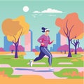 Woman running in the park exercising outside