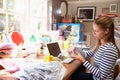 Woman Running Small Business From Home Office Royalty Free Stock Photo