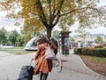 Woman running to catch the bus Royalty Free Stock Photo