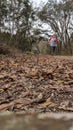 Woman running on a trail