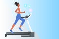 Woman running on treadmill african american girl doing fitness exercises training healthy lifestyle concept Royalty Free Stock Photo