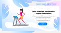 Woman running treadmill cartoon character sport female activities isolated keep fit healthy lifestyle motivation concept