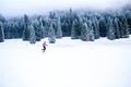 Woman running in winter, fitness inspiration and motivation Royalty Free Stock Photo