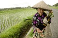 Woman in rural bali indonesia