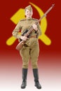 Woman in russian military uniform of the Great Patrioti, USSR fl Royalty Free Stock Photo