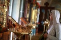 Woman in russian orthodox church