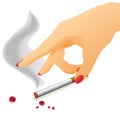 Woman`s arm and cigarette with fume