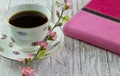 Woman's Bible with a cup of Coffee or Tea