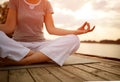 Woman in lotus pose practicing yoga, concept Royalty Free Stock Photo