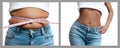 Woman`s body before and after weight loss. Diet concept Royalty Free Stock Photo
