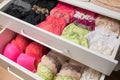 Woman`s Bra and underwear drawer Royalty Free Stock Photo