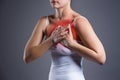 Woman`s breast test, heart attack, pain in human body