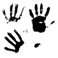 Woman s and child s handprints.