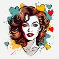 Pop Art Inspired Love Face Doodle - Hd Clipart Vector