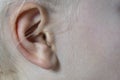 Woman`s ear close-up. healthcare and deafness concept Royalty Free Stock Photo