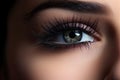 Woman's eye close-up with colorful makeup. Long lashes Royalty Free Stock Photo